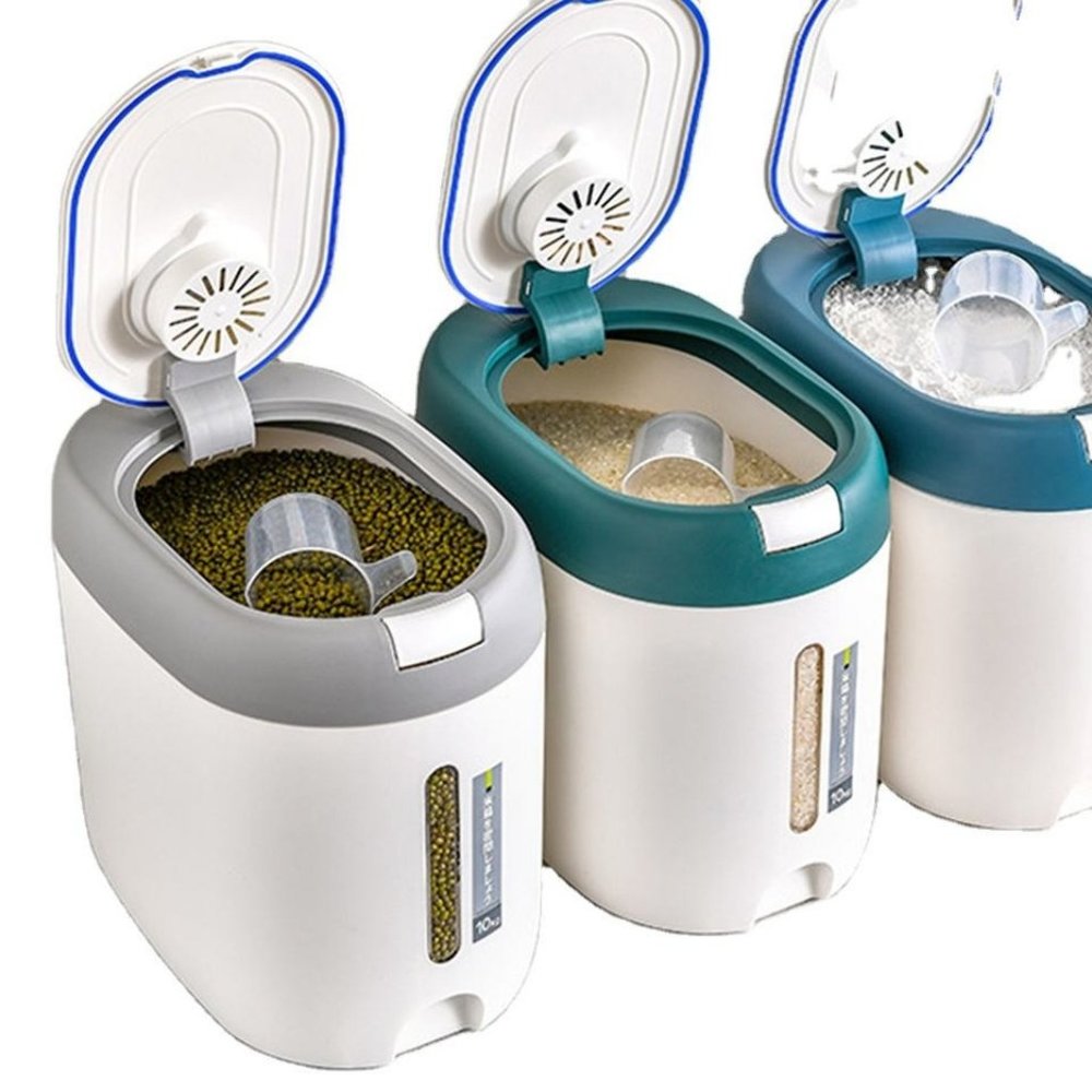 Stylish Large Food Storage Containers with Lids and Airtight Rice Dispenser